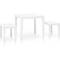 Berkfield Home Garden Table with 2 Benches Plastic White
