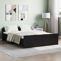 Bed Frame with Headboard and Footboard Black 135x190 cm Double