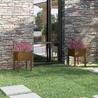 Berkfield Home Garden Planters 2 pcs Honey Brown 50x50x70 cm Solid Pinewood | Size: 50 x 50 x 70 cm