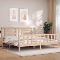 Berkfield Home Bed Frame with Headboard 200x200 cm Solid Wood in Brown