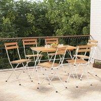 Berkfield Home Folding Bistro Chairs 6 pcs Solid Wood Acacia & Steel in Brown