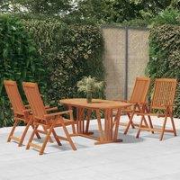 Berkfield Home 5 Piece Garden Dining Set Solid Wood Eucalyptus in Brown
