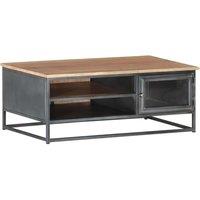 Berkfield Home Coffee Table Grey 90x50x35 cm Solid Acacia Wood | Size: 90 x 50 x 35 cm