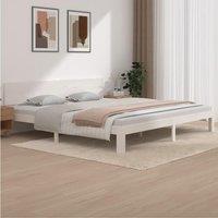 Berkfield Home Bed Frame White Solid Wood Pine 200x200 cm