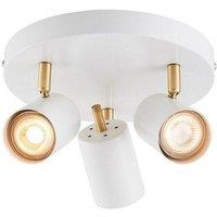 Netlighting Gull 3 Light Spotlight Matt White Paint Satin Brushed Gold GU10