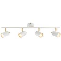 Netlighting Gull 4 Light Spotlight Matt White Paint Satin Brushed Gold GU10