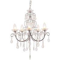 Netlighting Tabitha 5 Light Bathroom Ceiling Pendant Light Chrome Clear Crystal (K9) Glass Detail IP44 G9
