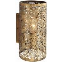 Netlighting Secret Garden Floral Leaves Design Wall Light Antique Brass E14 in Gold