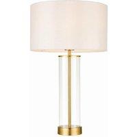 Netlighting Lessina Table Lamp Satin Brushed Gold Vintage White Silk Effect E27