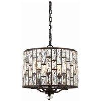 Netlighting Belle 5 Light Ceiling Pendant Dark Bronze Clear Crystal E14