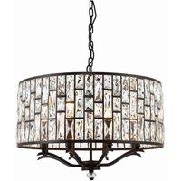 Netlighting Belle 8 Light Ceiling Pendant Dark Bronze Clear Crystal E14