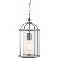 Netlighting Lambeth 1 Light Ceiling Pendant Clear Glass Satin Nickel E27