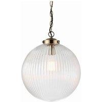 Netlighting Brydon 1 Light Globe Ceiling Pendant Antique Brass Clear Glass E27 in Gold