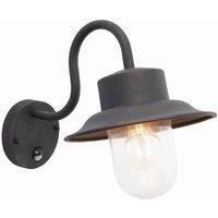 Netlighting Chesham Outdoor PIR Wall Textured Black Paint Glass IP44 E27