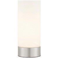 Netlighting Dara 1 Light Table Lamp Brushed Nickel Matt Opal Duplex Glass E14 in Grey