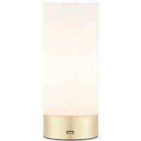 Netlighting Dara 1 Light Table Lamp Brushed Brass Matt Opal Duplex Glass E14 in Gold