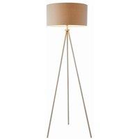 Netlighting Tri 1 Light Floor Lamp Matt Nickel Grey Linen Effect E27