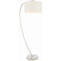 Netlighting Josephine 1 Light Floor Lamp Bright Nickel Vintage White Faux Silk E27 in Grey