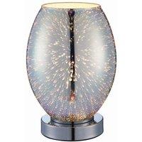 Netlighting Stellar 1 Light Table Lamp Chrome Holographic Glass Chrome Plate E14 in Clear