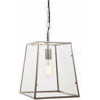 Netlighting Hurst Pendant Bright Nickel Plate & Clear Glass 1 Light Dimmable IP20 E27 in Grey