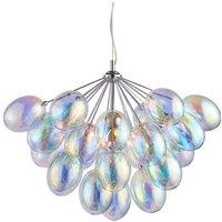 Netlighting Infinity Pendant Chrome Effect Plate & Dichroic Glass 6 Light Dimmable IP20 G9 in Grey