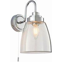 Netlighting Ashbury LED 1 Light Bathroom Wall Glass Chrome Plate IP44 LED E14 in Grey