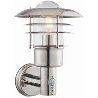 Netlighting Dexter 1 Light Outdoor Wall Polished Stainless Steel Glass IP44 E27 in Grey