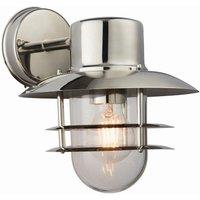 Netlighting Jenson 1 Light Outdoor Wall Polished Stainless Steel Glass IP44 E27 in Grey