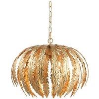 Netlighting Delphine Floral Leaves 3 Light Spherical Pendant Gold Paint E14