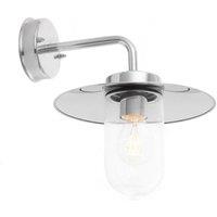 Netlighting Addison Outdoor Wall Polished Stainless Steel & Clear Glass 1 Light Dimmable IP44 E27 in Grey