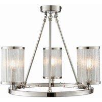 Netlighting Easton 3 Light Semi flush Bright Nickel Ribbed Glass With Bubbles E14 in Grey