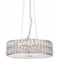 Netlighting Verina LED 5 Light Cylindrical Pendant Chrome Crystal Glass Detail in Clear