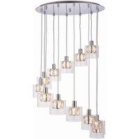 Netlighting Verina 12 Light Spiral Cluster Pendant Chrome Glass G9 in Clear