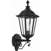 Netlighting Burford 1 Light Outdoor Wall Lantern Matt Black Paint Glass IP44 E27