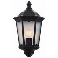 Netlighting Burford 1 Light Outdoor Wall Lantern Matt Black Paint Glass IP44 E27