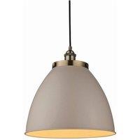 Netlighting Franklin 1 Light Dome Pendant Satin Taupe Antique Brass Plate E27 in Gold