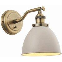 Netlighting Franklin 1 Light Dome Wall Satin Taupe Antique Brass Plate E14 in Gold