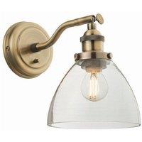 Netlighting Hansen 1 Light Wall Glass Antique Brass Plate E14 in Gold