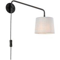 Netlighting Carlson 1 Light Wall Light Matt Black & Light Grey Cotton Mix E14