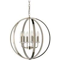 Netlighting Ritz 6 Light Ceiling Pendant Bright Nickel & Clear Faceted Acrylic E14 in Grey