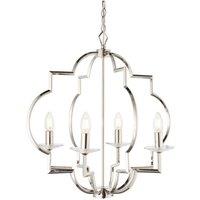 Netlighting Garland 4 Light Ceiling Pendant Polished Nickel & Clear Crystal Glass E14