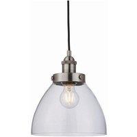 Netlighting Hansen Dome Pendant Light Brushed Silver Paint Clear Glass