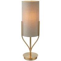 Netlighting Fraser Base & Shade Table Lamp Satin Brass Plate Natural Linen Mix Fabric in Gold