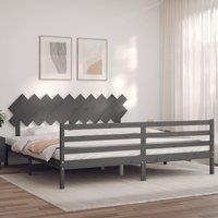 Berkfield Home Bed Frame with Headboard Grey 200x200 cm Solid Wood