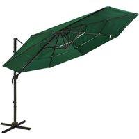 Berkfield Home 4-Tier Parasol with Aluminium Pole Green 3x3 m