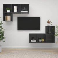 Berkfield Home Wall-mounted TV Cabinets 4 pcs High Gloss Grey Engineered Wood