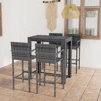 Berkfield Home 5 Piece Outdoor Bar Set with Armrest Poly Rattan Grey