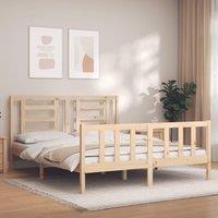 Berkfield Home Bed Frame with Headboard 160x200 cm Solid Wood in Brown