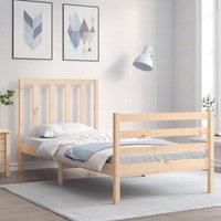 Berkfield Home Bed Frame with Headboard 90x200 cm Solid Wood in Brown