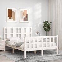 Berkfield Home Bed Frame with Headboard White 120x200 cm Solid Wood